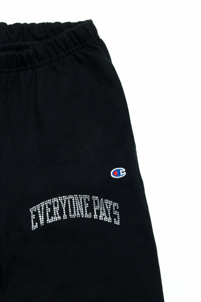 Black University Swarovski crystal sweatpants