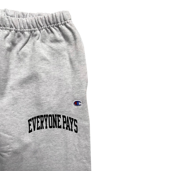 EVERYONE PAYS BLACK UNIVERSITY LOGO SWEATPANTS